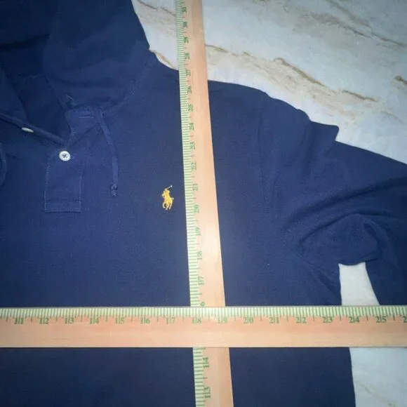 Polo Ralph Lauren Hoodie Men's LARGE Navy Lightweight Cotton Pullover Hoodie - Picture 2 of 9